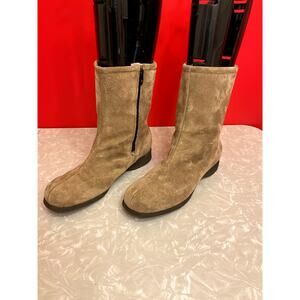 Vintage Hush Puppies Tan Suede Zippered Boots, Women's Size 6.5M/EUR 37